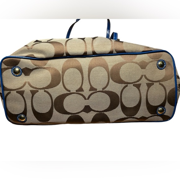 Authentic Coach Khaki & Royal Blue Caryall Bag - Picture 5 of 10